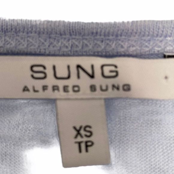 Alfred Sung pleated sleeve short sleeve shirt top - Picture 4 of 4